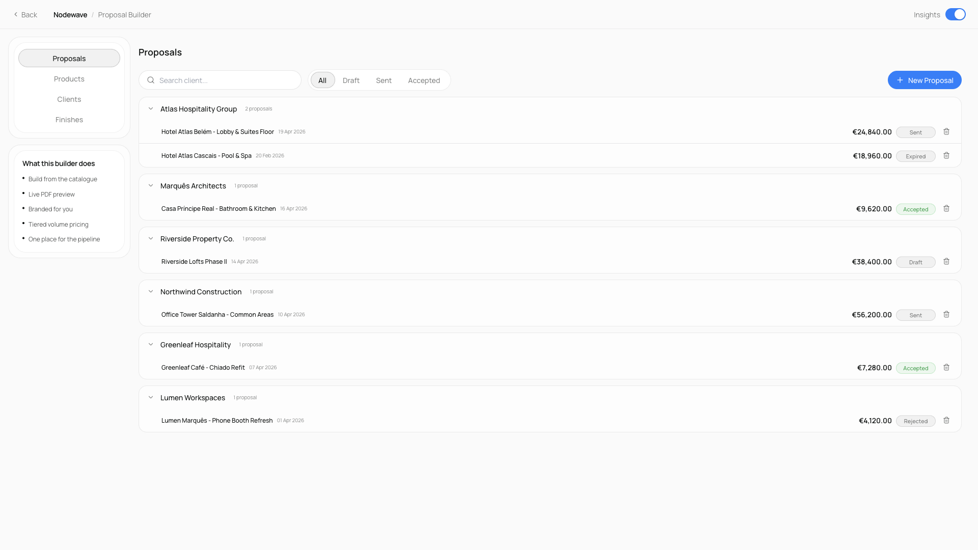 Product catalog & proposal builder